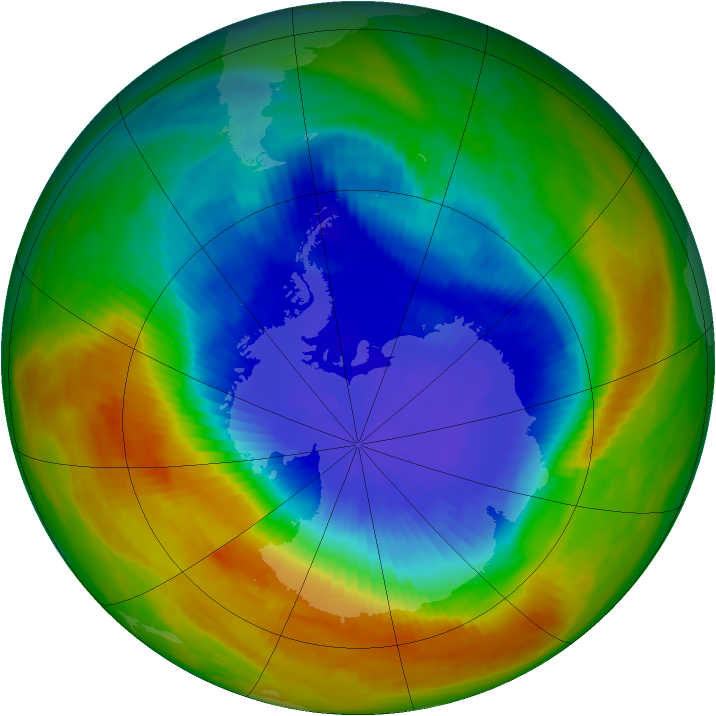 Antarctic ozone map for 27 October 1989